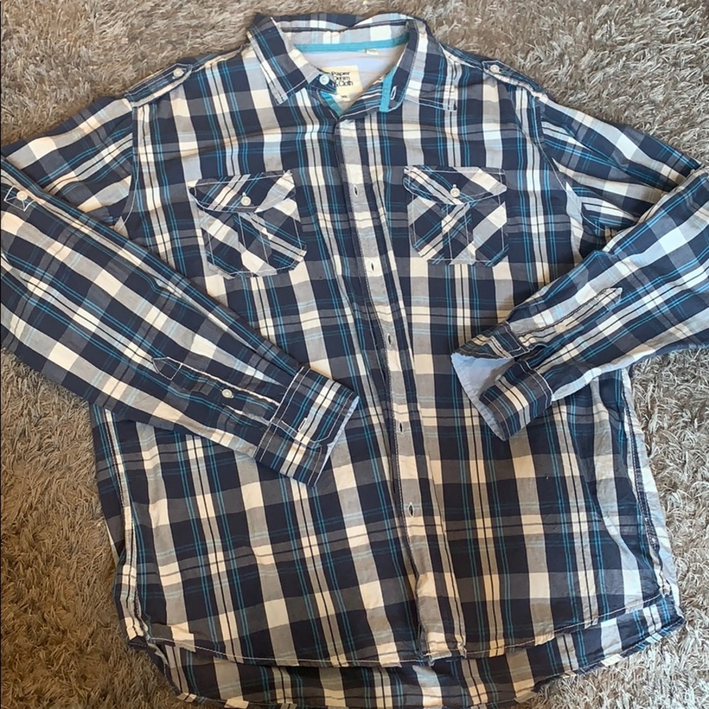 Mens XXL Plaid long-sleeve button down